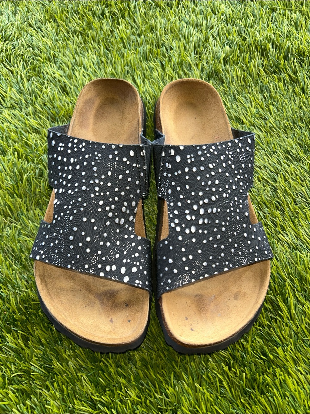 Women's  BETULA BY Birkenstock Black Dot-Print Slide Sandals